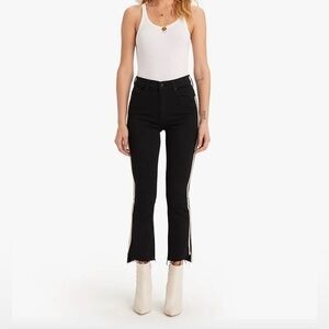 Mother Inside Crop Step Fray Guilty Racer Black White Stripes Jean Womens 29